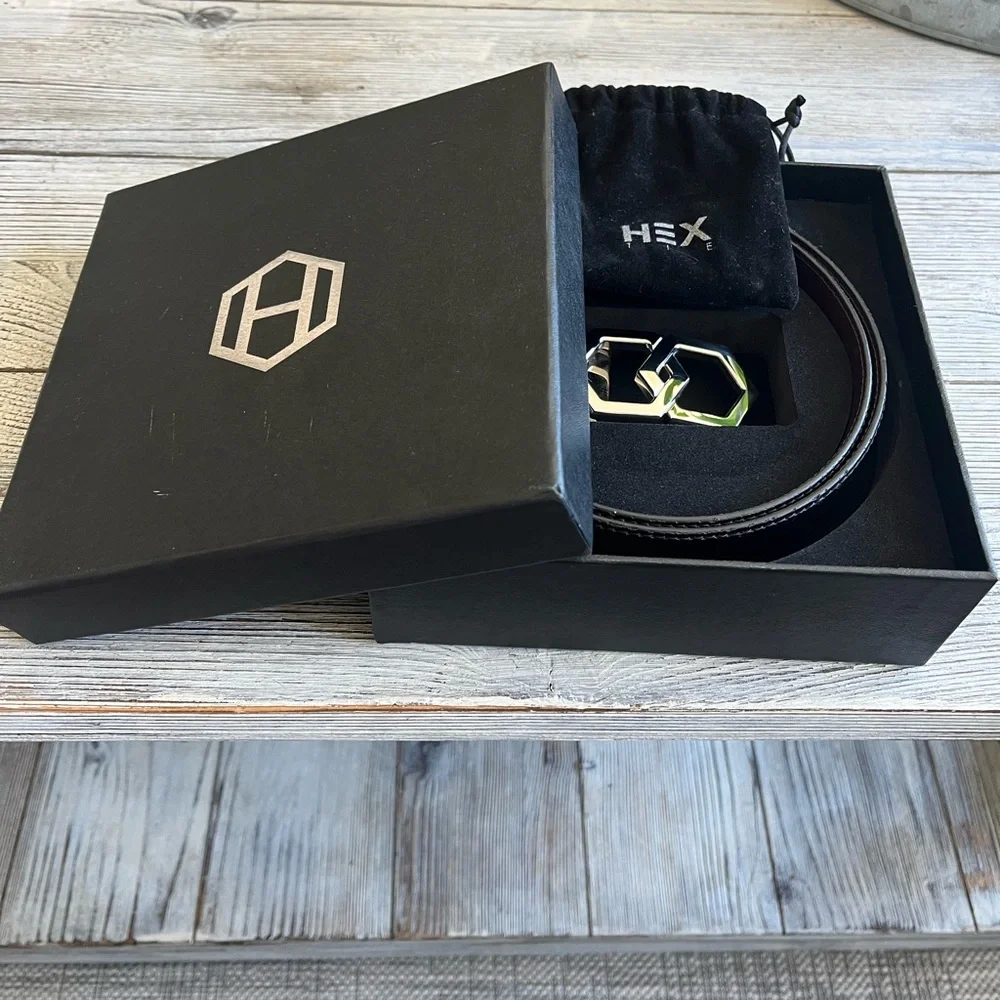 Men's Hex-tie Reversible Belt w/ Silver Buckle